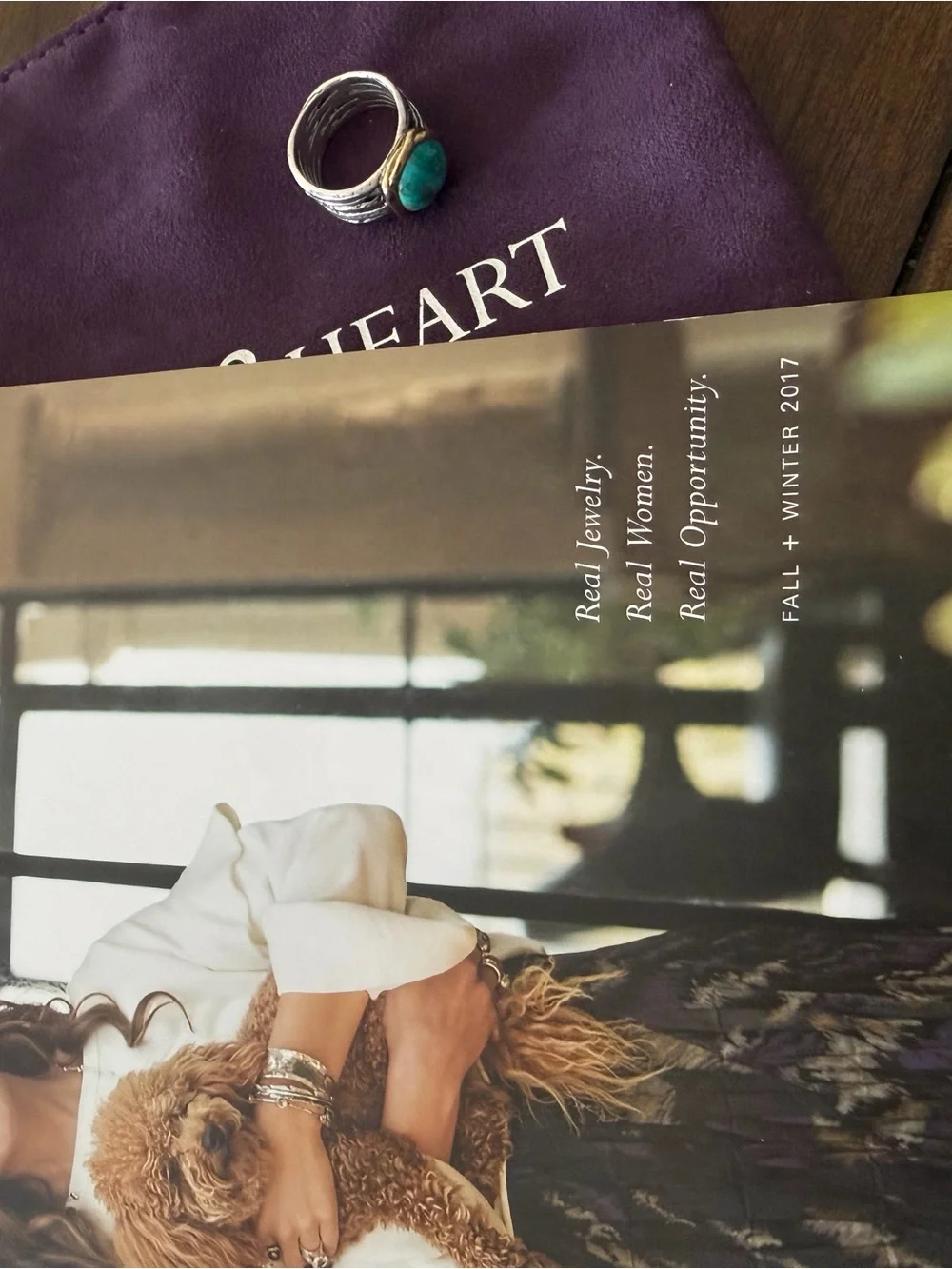 Grace & Heart G&H Jewelry Ring Size 7 Turquoise Stone Mixed Metal .925 SS Brass